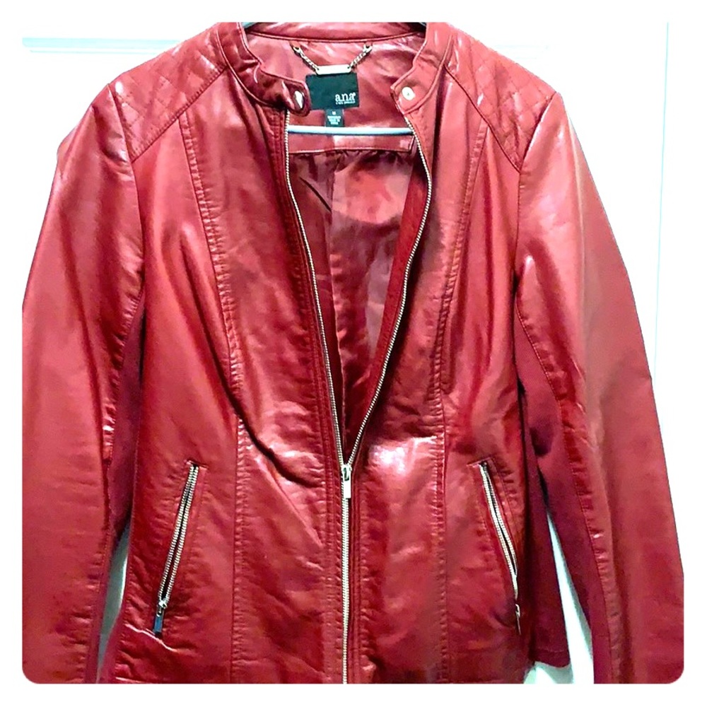 Faux leather moto jacket